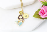 Mermaid Necklace, Blue Mermaid Charm, N280