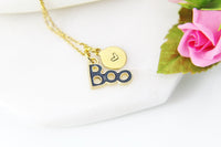 Boo Necklace, Black Boo Charm, Halloween Charm, Halloween Gift, Girlfriend Gift, Personalized Gift, Best Friend Gift, Sister Gift, G158