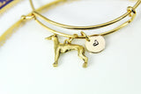 Gold Greyhound Dog Charm Bracelet Bangle, Greyhound Dog Breed Charm, Personalized Christmas Gift, N890