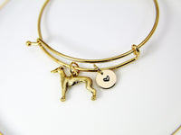 Gold Greyhound Dog Charm Bracelet Bangle, Greyhound Dog Breed Charm, Personalized Christmas Gift, N890