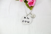 PS I Love You Necklace, I Love You Necklace, Hand Stamp PS I Love You  Necklace, Girlfriend Gift, Love Jewelry, N1102