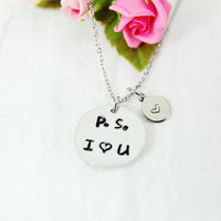 PS I Love You Necklace, I Love You Necklace, Hand Stamp PS I Love You  Necklace, Girlfriend Gift, Love Jewelry, N1102