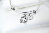 Cheerleader Charm Bangle, Cheerleader Bracelet, I Heart o Cheer Charm, Cheerleader Charm, Cheer Charm, Cheer Gift, N1105