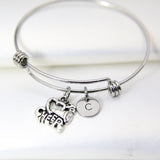 Cheerleader Charm Bangle, Cheerleader Bracelet, I Heart o Cheer Charm, Cheerleader Charm, Cheer Charm, Cheer Gift, N1105
