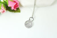 Peace Necklace, Peace Sign Charm, Platinum Peace Pendant, CZ Diamond Jewelry, S023