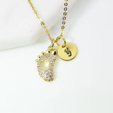 Gold Baby Footprint Necklace, Baby Foot Charm,