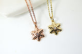 Gold Snowflake Necklace, Gold Rose Gold Snowflake Charm, CZ Diamond Jewelry, Dainty Necklace, Christmas Gift, G185
