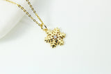 Gold Snowflake Necklace, Gold Snowflake Charm, CZ Diamond Jewelry, Dainty Necklace, Christmas Gift, G186
