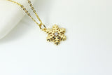 Gold Snowflake Necklace, Gold Snowflake Charm, CZ Diamond Jewelry, Dainty Necklace, Christmas Gift, G186