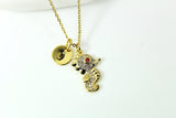 Gold Seahorse Necklace, Cute Seahorse Charm, CZ Diamond Jewelry, Dainty Necklace, Personalized Gift, G192
