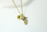 Gold Seahorse Necklace, Cute Seahorse Charm, CZ Diamond Jewelry, Dainty Necklace, Personalized Gift, G192