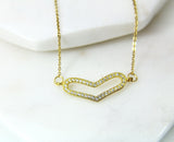 Gold Heart Necklace, Cubic Zirconia Diamond Heart Pendant, CZ Diamond Jewelry, Dainty Delicate Necklace, G187