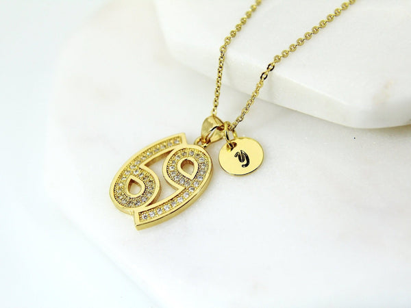 Cancer Necklace, Constellation Cancer Jewelry, Zodiac Sign Cancer Gift, CZ Diamond Jewelry, Dainty Necklace, Personalized Gift, G188
