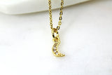 Gold Moon Necklace, Crescent Moon Charm, Half Moon Jewelry, CZ Diamond Jewelry, Dainty Necklace, Personalized Gift, G190