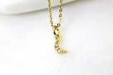 Gold Moon Necklace, Crescent Moon Charm, Half Moon Jewelry, CZ Diamond Jewelry, Dainty Necklace, Personalized Gift, G190