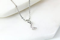 Silver Moon Necklace, Crescent Moon Charm, Half Moon Jewelry, CZ Diamond Jewelry, Dainty Necklace, Personalized Gift, S028