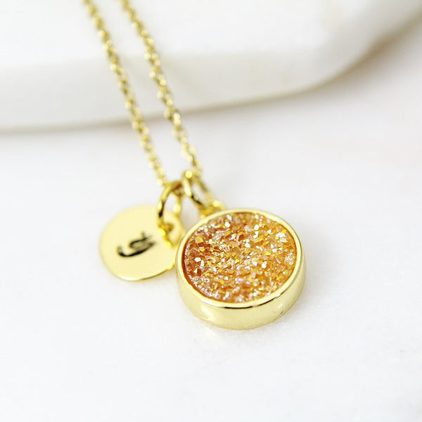 Gold Druzy Necklace, Rose Gold Druzy Necklace, Silver Druzy Necklace, Dainty Delicate Necklace, Personalized Gift, G197