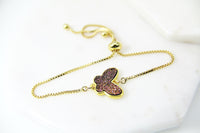 Gold Butterfly Bracelet, Butterfly Pendant, Insect Jewelry, Bridesmaid Gift, Dainty Delicate Bracelet, G205