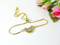 Gold Crescent Moon Bracelet, Gold Crescent Moon Pendant, Crescent Jewelry, Bridesmaid Gift, Dainty Delicate Bracelet, G209
