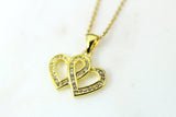 Gold Heart Necklace, Heart To Heart Necklace, Double Heart Jewelry, CZ Diamond Jewelry, Dainty Delicate Jewelry, Minimal Necklace, G231