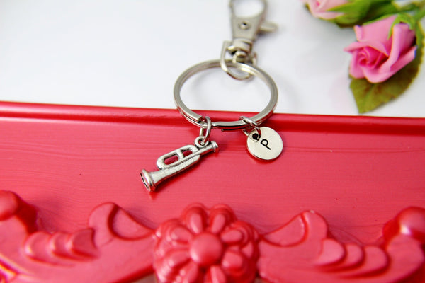 Silver Bugle Charm Keychain, N1299