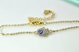 Hamsa Bracelet, Evil Eye Bracelet, Gold Hamsa Blue Evil Eye Bracelet, Protective Jewelry, Mother's Day Gift, N1307