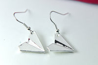 Silver Paper Plane Earrings, Paper Airplane Charms, Plane Charm, Valentine Gifts, Anniversary Gift, Girlfriend Gift, N297-B