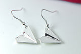 Silver Paper Plane Earrings, Paper Airplane Charms, Plane Charm, Valentine Gifts, Anniversary Gift, Girlfriend Gift, N297-B