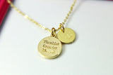 Thank You Necklace, Gold Thank You Charm Necklace, Dainty Necklace, Personalized Gift, Best Friend Gift, Girlfriend Gift, Sister Gift, G176