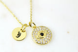 Gold Evil Eye Necklace, Gold Evil Eye Jewelry, CZ Diamond Jewelry, Dainty Necklace, Personalized Gift, G243