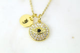 Gold Evil Eye Necklace, Gold Evil Eye Jewelry, CZ Diamond Jewelry, Dainty Necklace, Personalized Gift, G243