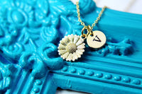 Sunflower Necklace, Gold Sunflower Charm, Flower Jewelry, Dainty Necklace, Personalized Girlfriend Gift, Sister Gift, Best friends, G139