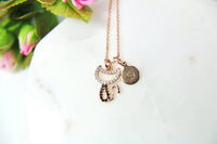 Rose Gold Cat Charm Necklace, Cat Necklace, Cat Charm, Animal Charm, Pet Gift, CZ Diamond Jewelry, Dainty Necklace, Personalized Gift, RG063