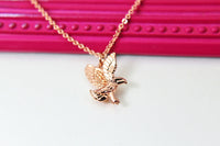 Rose Gold Eagle Necklace, Hawk Charm, Bird Charm, Animal Charm, Patriotic Gift, GN348