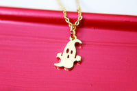 Cute Ghost Necklace, TINY Gold Ghost Necklace, Dainty Necklace, Delicate Jewelry, Daughter Mothers Gift, Sister Gift, Best Friend Gift, G084