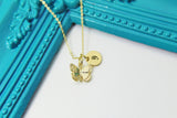 Gold Butterfly Necklace, Butterfly Insect Charm, Dainty Necklace, Personalized Gift, G246