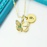 Gold Butterfly Necklace, Butterfly Insect Charm, Dainty Necklace, Personalized Gift, G246