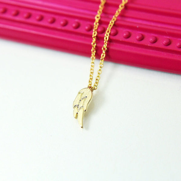 Best Christmas Gift, Gold Guardian Angel Necklace, TINY Gold Angel Wing Charm Necklace, Dainty Delicate Mothers Day Gift, Sister Gift, G055