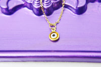 Evil Eye Charm Necklace, Gold Evil Eye Charm, Lampwork Charm, N577E