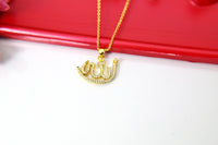 Gold Allah Necklace, Arabic Jewelry, Arabic CZ Diamond Jewelry, Dainty Necklace, Delicate Jewelry, Minimal Necklace, G230