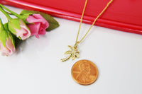 Gold Palm Tree Necklace, Coconut Tree Charm, Beach Jewelry, CZ Diamond Jewelry, N2581