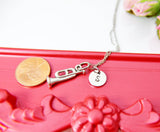 Silver Trumpet Necklace, Initial Charm, Music Gift