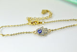 Hamsa Bracelet, Evil Eye Bracelet, Gold Hamsa Blue Evil Eye Bracelet, Protective Jewelry, Mother's Day Gift, N1307