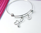 Friendship Bracelet, Silver Stethoscope Heart Charm Bracelet, Stethoscope Heart Charm, Doctor Nurse Gift, Medical Student Gift, N1329