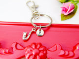 Saxophone Keychain, Personalized Initial Charm, Music Gift