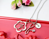 Heartbeat Stethoscope Necklace, Silver Stethoscope Charm, Heartbeat Charm, Doctor Nurse Gift, Medical Student Gift, Personalized Gift, N1382
