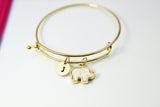 Gold Elephant Charm Bracelet, Opal Elephant Charm, White Imitation Opal Charm, Elephant Jewelry, Personalized Gift, N1446