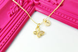 Gold Butterfly Charm Necklace, Personalized Gift, G007