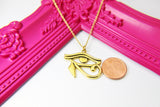 Gold Egyptian Eye of Horus Charm Necklace, Personalized Gift, N671