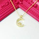 Moon Star Necklace, Moon and Star Jewelry, G028